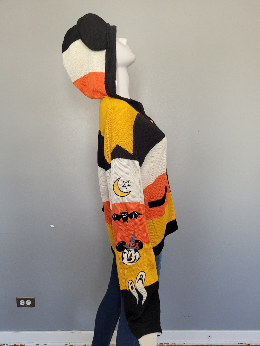 Her Universe Disney Halloween Mickey Mouse Stripe Hooded Cardigan, BNWT, Size M - Picture 3 of 9
